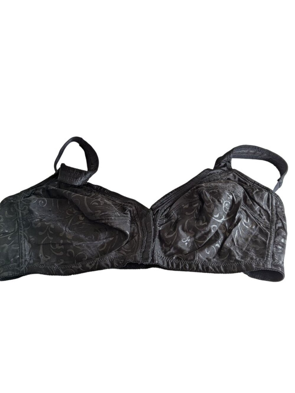 Unbranded Front Hooks Black Bra Size 44D Swirl Pattern Intimate Wireless Goth